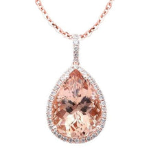 Pear Morganite And Round Diamonds 23.50 Ct Pendant Rose Gold 14K