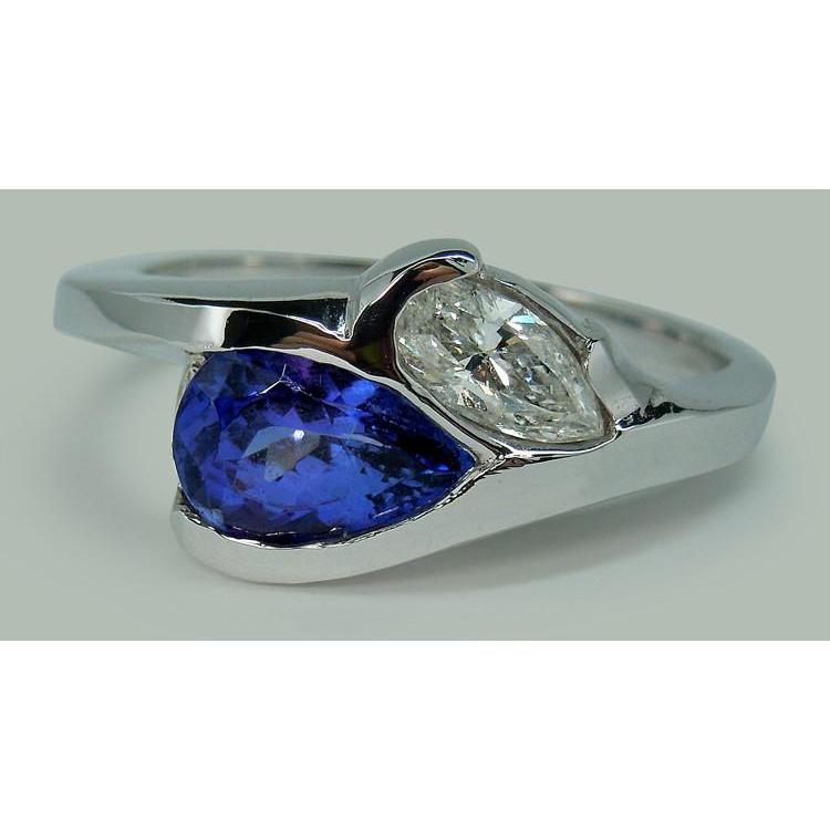Pear Shape Infinity Tanzanite And Diamond Ring 2.25 Ct. Gold 14K