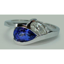 Pear Shape Infinity Tanzanite And Diamond Ring 2.25 Ct. Gold 14K