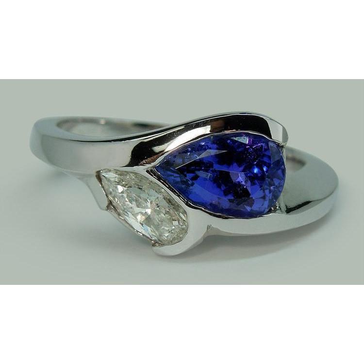 Pear Shape Infinity Tanzanite And Diamond Ring 2.25 Ct. Gold 14K