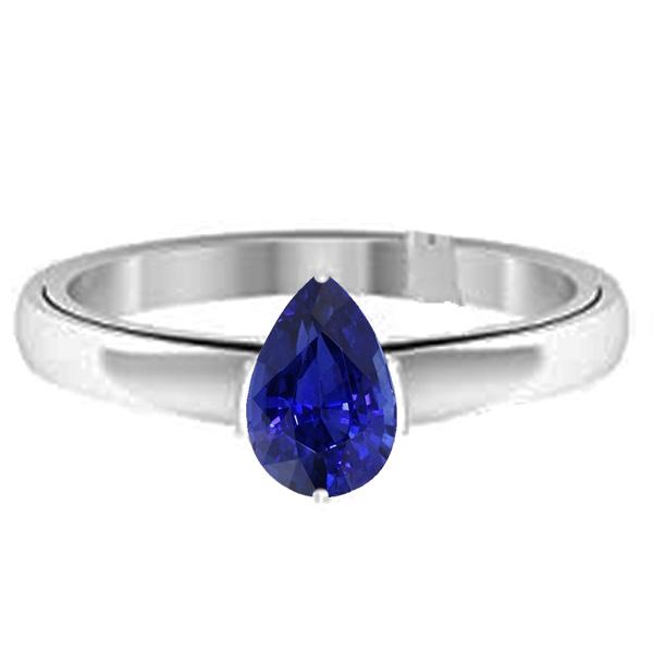 Pear Solitaire Natural Blue Sapphire Ring 1.50 Carats