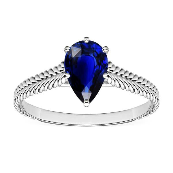 Pear Solitaire Sri Lankan Sapphire Ladies Gemstone Ring 1.50 Carats