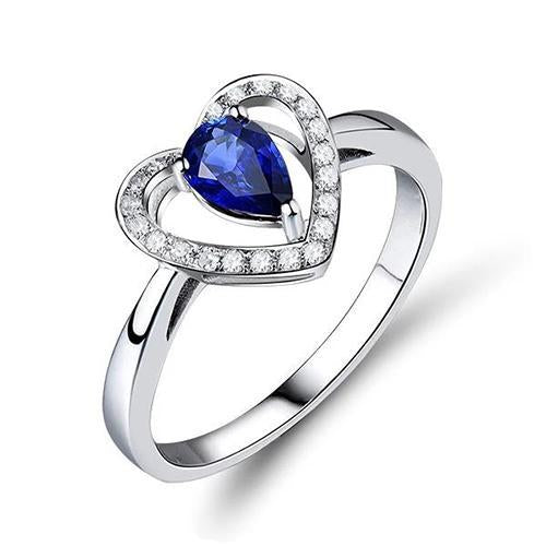 Pear Sri Lankan Sapphire And Round Diamond 2.25 Carats Ring