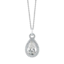 Pear With Round Cut Diamond Pendant Necklace 5.5 Carat White Gold 14K