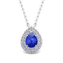 Pendant 2.50 Carats Ceylon Sapphire And Diamond White Gold 14K