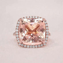 Pink Cushion Morganite Diamond Wedding Ring 22.50 Carats Rose Gold 14K