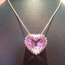 Pink Natural Kunzite And Diamond Women Necklace Pendant 36 Ct. Gold