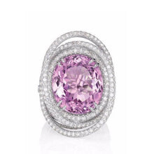 Pink Oval Kunzite Diamond Fancy Ring 34 Carats White Gold 14K Jewelry