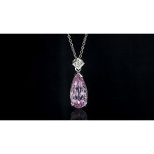 Pink Pear Cut Kunzite And Diamond Necklace Pendant 16.25 Carats New