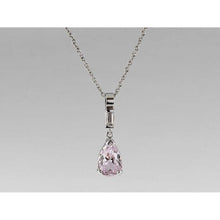 Pink Pear Cut Kunzite Gem Stone Pendant White Gold 11 Carats Jewelry