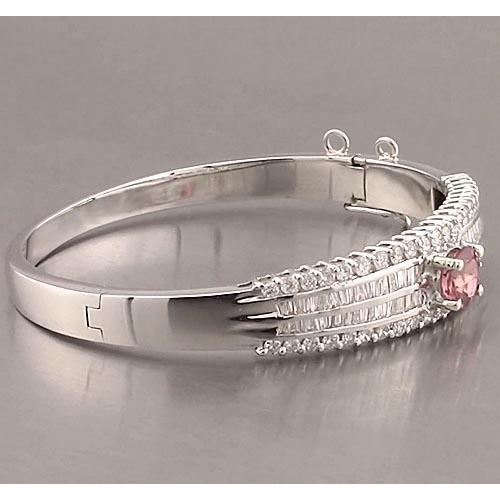 Pink Sapphire And Diamond Baguette Bangle 8 Carats New