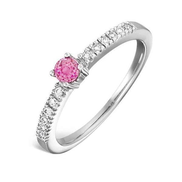 Pink Sapphire And Diamond Ring 1.45 Carats Gemstone White Gold 14K