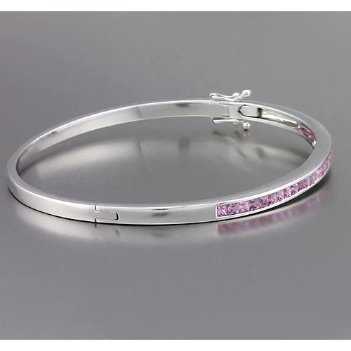 Pink Sapphire Bangle 5 Carats Women Jewelry White Gold