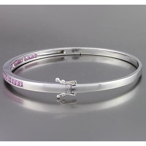 Pink Sapphire Bangle 5 Carats Women Jewelry White Gold