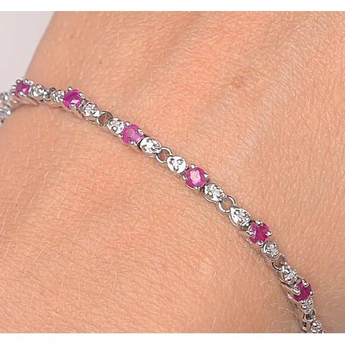 Pink Sapphire Diamond Tennis Bracelet 9 Carats Women Jewelry New