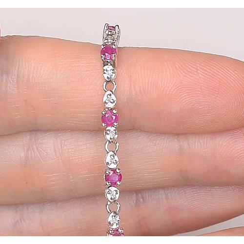 Pink Sapphire Diamond Tennis Bracelet 9 Carats Women Jewelry New