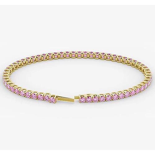 Pink Sapphire Tennis Bracelet 5.90 Carats Women White Gold Jewelry