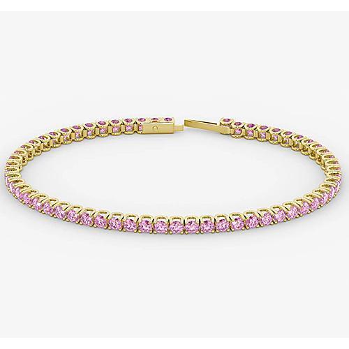 Pink Sapphire Tennis Bracelet 5.90 Carats Women White Gold Jewelry