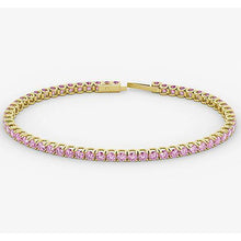 Pink Sapphire Tennis Bracelet 5.90 Carats Women White Gold Jewelry
