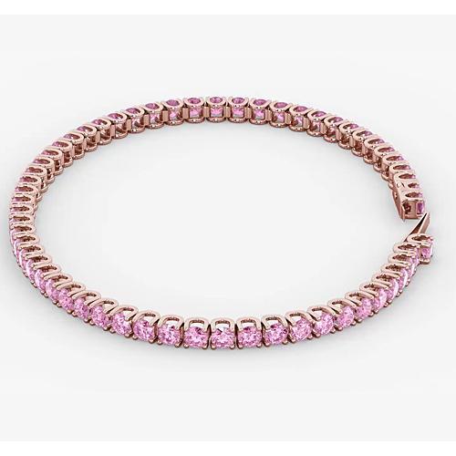 Pink Sapphire Tennis Bracelet Rose Gold 14K 5.90 Carats Jewelry