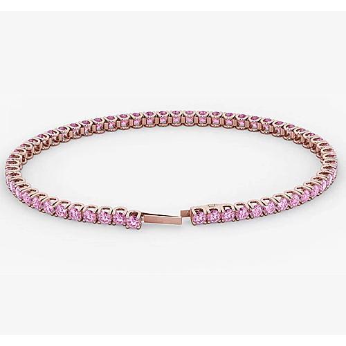 Pink Sapphire Tennis Bracelet Rose Gold 14K 5.90 Carats Jewelry