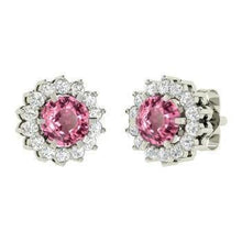 Pink Sapphire With Diamonds 4.60 Carats Studs Earrings White Gold