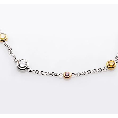Pink & Yellow Sapphire Diamond Bracelet 2.95 Carats Women Jewelry