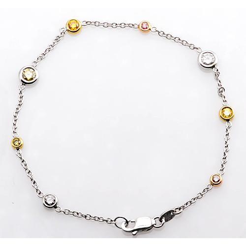 Pink & Yellow Sapphire Diamond Bracelet 2.95 Carats Women Jewelry