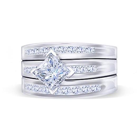 Princess And Round Diamonds Engagement Ring 2.75 Carat Diamond Band