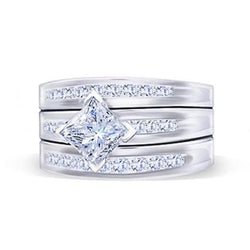 Princess And Round Diamonds Engagement Ring 2.75 Carat Diamond Band