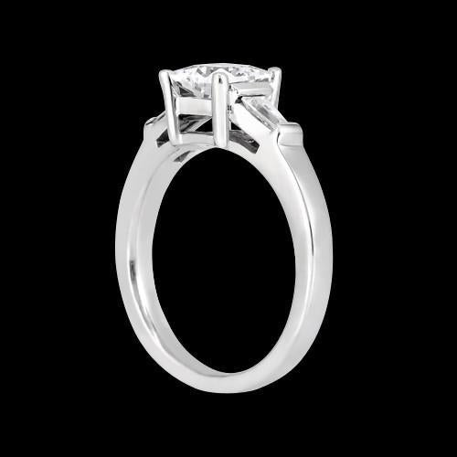 Princess & Baguette 1.20 Carat Diamond Three Stone Ring White Gold 14K