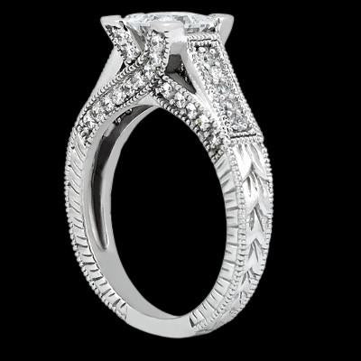 Princess Center Diamond 1.51 Carat Antique Style Engagement Ring