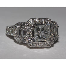 Princess Cut Diamond Insert Engagement Ring Enhancer Gold 14K 4 Ct