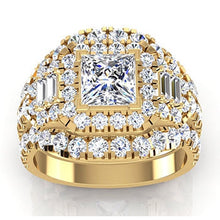 Princess Cut Diamond Insert Engagement Ring Enhancer Gold 14K 4 Ct