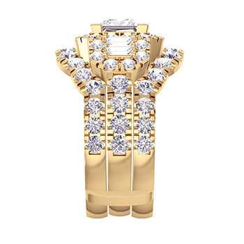 Princess Cut Diamond Insert Engagement Ring Enhancer Gold 14K 4 Ct