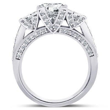 Princess & Round Diamond 3 Carat 3 Stone Style Engagement Ring