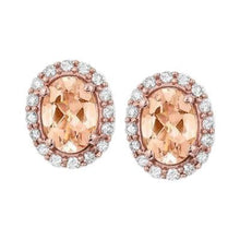 Prong Set 14 Ct Morganite And Diamonds Studs Earring Rose Gold 14K