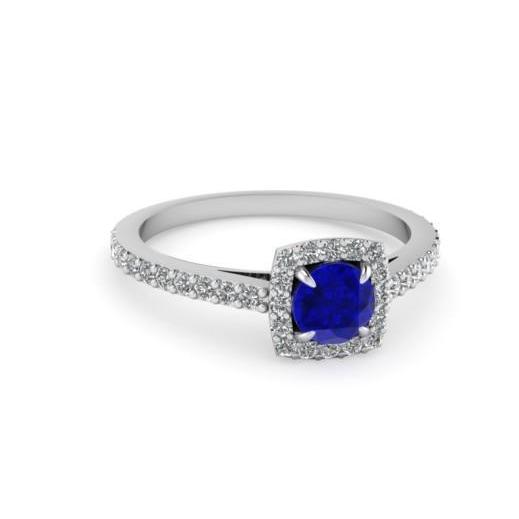 Prong Set 2.75 Carats Sri Lanka Sapphire Wedding Ring White Gold 14K