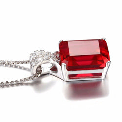 Prong Set 6.25 Ct. Ruby With Natural Earth Mined Diamonds Pendant Necklace White Gold 14K
