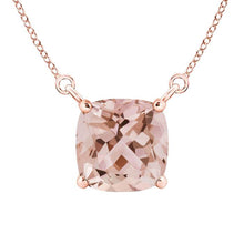 Prong Set Cushion Shape Morganite 12.50 Ct Pendant Rose Gold 14K