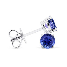 Prong Set Round Cut 5 Carats Tanzanite Studs Earrings 14K White Gold