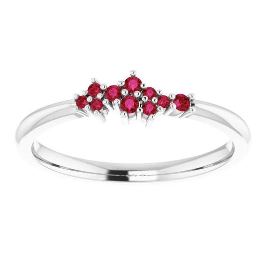 Prong Setting Ring Ruby Stones White Gold 14K 1 Carat