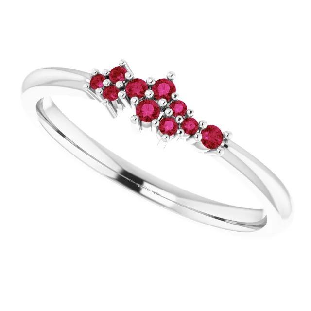 Prong Setting Ring Ruby Stones White Gold 14K 1 Carat