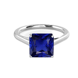 Radiant Sapphire Solitaire Ring 2 Carats Cathedral Setting Gold 14K