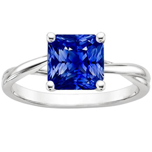 Radiant Sapphire Solitaire Ring Twisted Shank Gold Jewelry 2.50 Carats