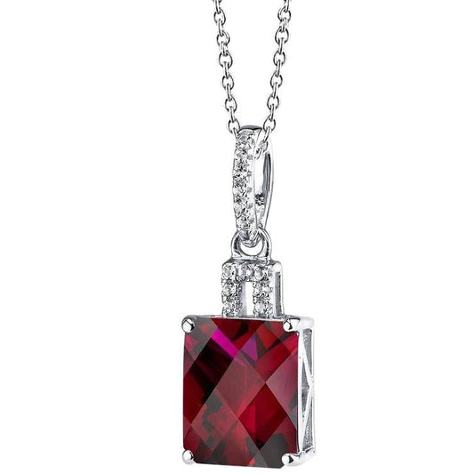 Radiant Shape Red Ruby With Diamonds Necklace Pendant 5.35 Carats