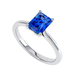 Radiant Solitaire Sri Lankan Sapphire Ring 1.50 Carats Women's Jewelry