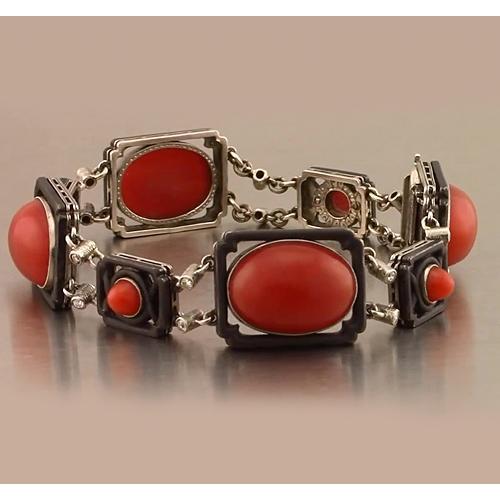 Red Coral Bracelet 88.42 Carats Women Jewelry New