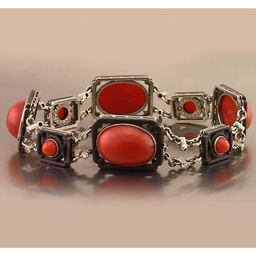 Red Coral Bracelet 88.42 Carats Women Jewelry New