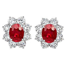 Red Ruby And Diamond Stud Earring 5.40 Carats Halo Gemstone Jewelry